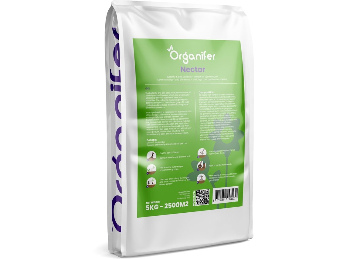 Mezcla de néctar de mariposas y abejas 40 tipos 5 kg para 2500 m2 ORGANIFER