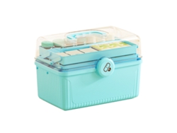 Caja Portátil Impermeable De Gran Capacidad Con 3 Capas Para Guardar Medicamentos, Color Azul Cielo.