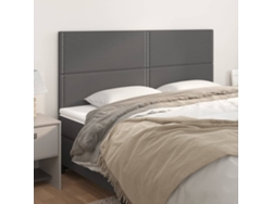 Cabeceros 4 Unidades De Cuero Sintético Gris 100x5x78/88 Cm