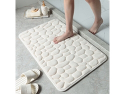 (blanco) Alfombra De Baño Antideslizante, Estampado De Piedras, Tejido No Tejido, Muy Absorbente, Lavable.