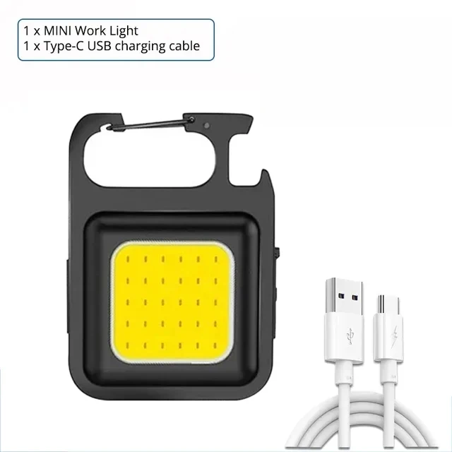Mini linterna LED superbrillante con llavero, recargable, con imán y sacacorchos, ideal para camping y emergencias. Aeuzwr