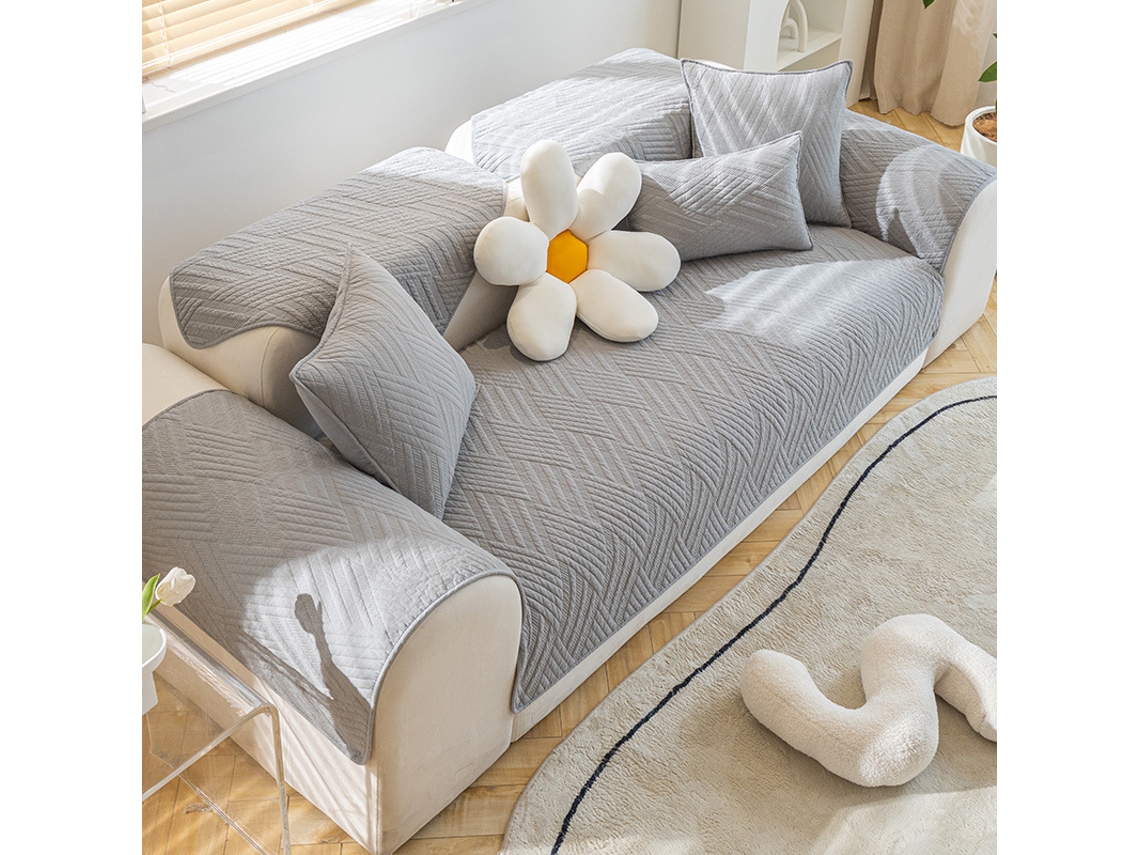 Funda de asiento de sofá antideslizante Protector de cojín de sofá -04 gris claro-90x240CM LUUCOZK