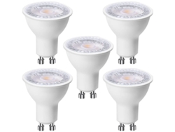 Paquete De 5 Bombillas Led Gu10 De 6w (equivalentes A 60w), Luz Blanca Fría 6000k, 500 Lúmenes, Sin Parpadeo.