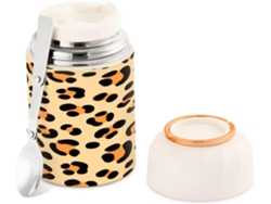 Recipiente hermético de acero inoxidable Leopard de 500 ml, sin marca.