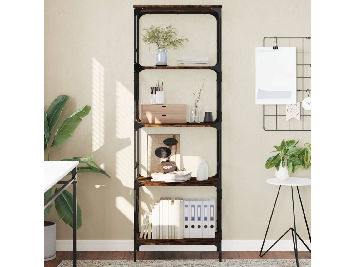 Librería 5 Estantes Madera Ingeniería Roble Ahumado 59x35x171cm