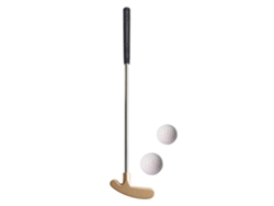 Juego de minigolf. Incluye 2 pelotas y palos de acero inoxidable. Mdug (dorado).