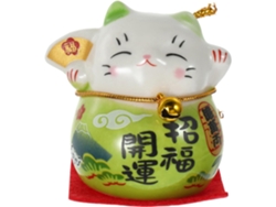 Figura Cerámica Verde Maneki Estatua Amuleto Japonesa Decoración Hogar Oficina Adorno Multifuncional Coche