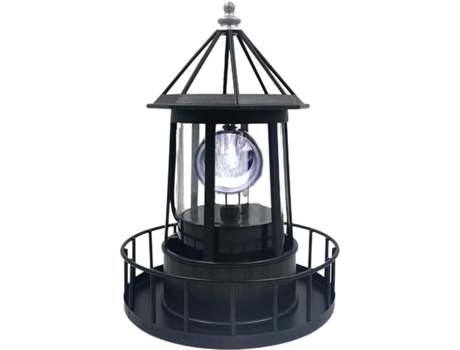 Faro LED con energía solar, lámpara giratoria de 360 grados, decoración de patio, torres de humo de jardín impermeables, luces de estatua para cami...