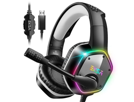 EKSA Auriculares USB para juegos, Auriculares para juegos con sonido envolvente 7.1, Auriculares PS4, Auriculares para juegos para PC con micrófono...