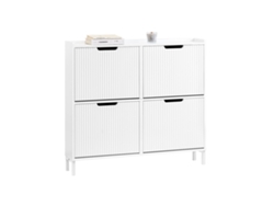 Zapatero Estrecho Con Organizador De Zapatos De Entrada Con 4 Solapas 100 X 19 X 91 Cm Blanco Fsr177 L W Sobuy