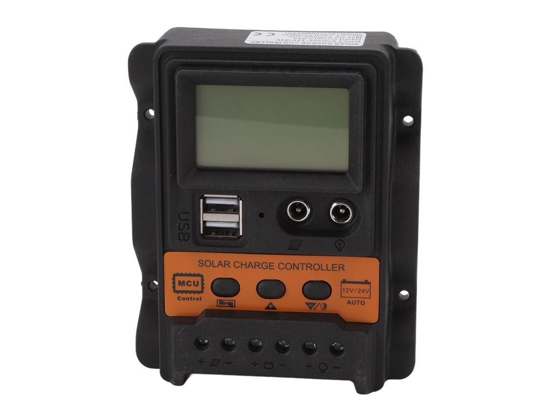 Controlador De Carga Solar Pwm De 12v/24v Con Pantalla Lcd Y Doble Salida Usb De 10a Para Paneles Fotovoltaicos.