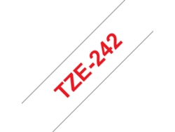 Cinta laminada Compatible Brother Tze242 Texto Rojo / Fondo Blanco 18Mm X 8M