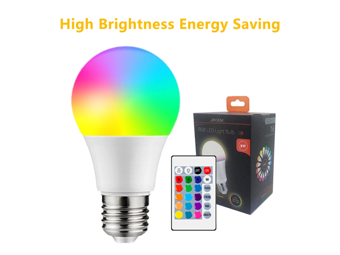 Rebe-bombilla E27 Rgb+w Con Función De Memoria, Voltaje Completo, Regulable, Ahorro Energético Y Control Remoto 16 Teclas