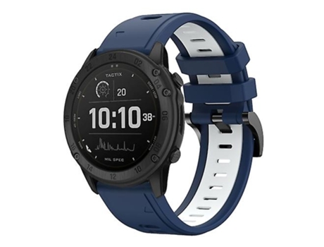 Correa Para Garmin Tactix Delta 26 Mm Correa De Reloj De Silicona Deportiva Bicolor Azul Medianoche - Blanco VENISYMLIS