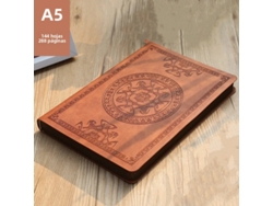Libreta retro A5 con cubierta gruesa de cuero sintético y relieve literario MDUG (marrón)
