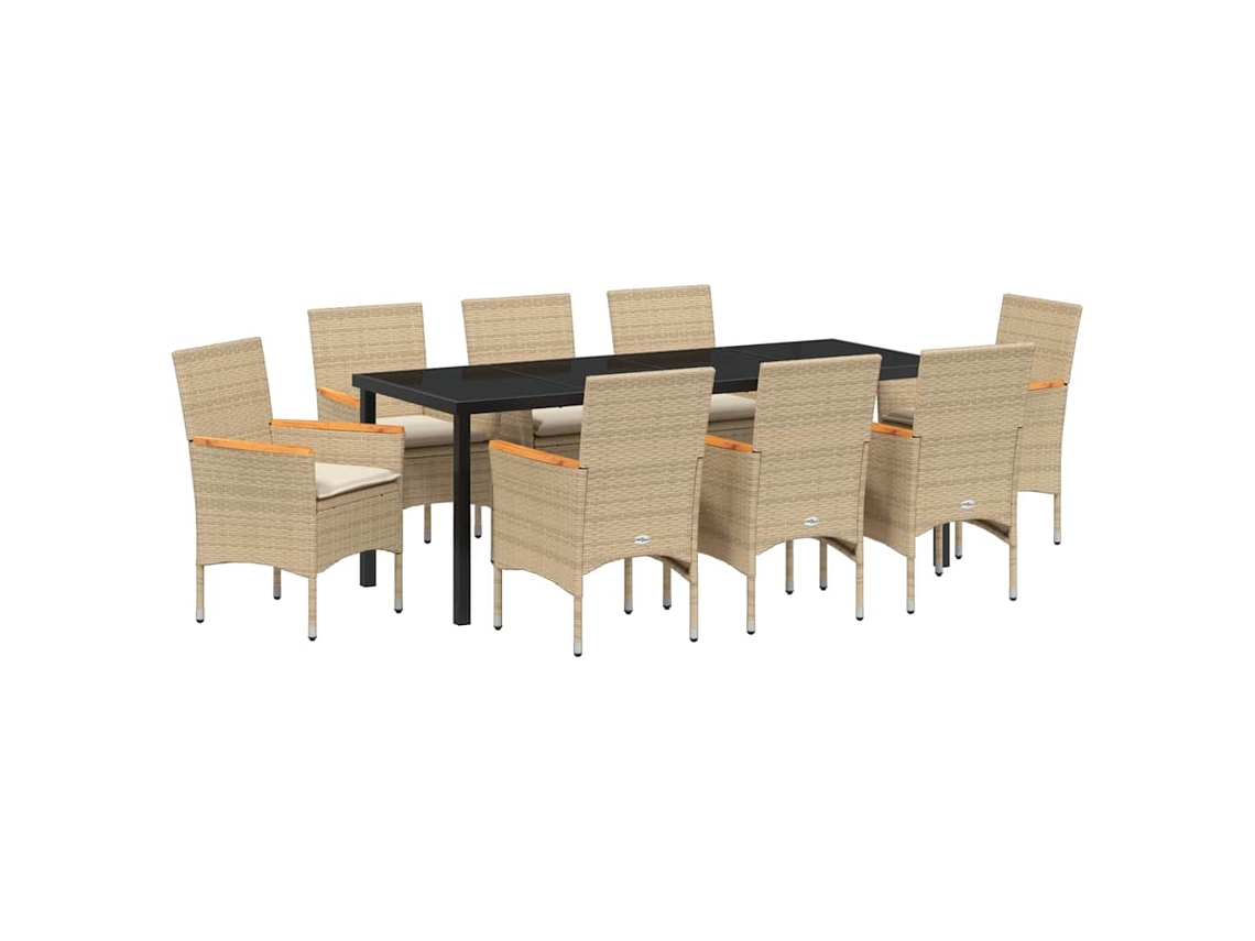 Maison Exclusive - Conjunto De Comedor De Jardín 9 Pcs Beige Ratán Sintético