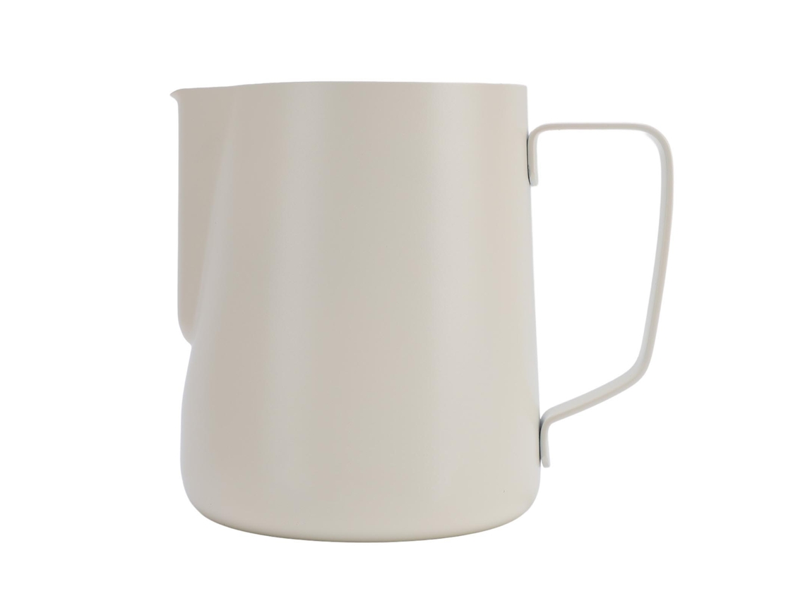 Jarra para espumar leche de 600 ml en acero inoxidable 304, con escala transparente, color blanco