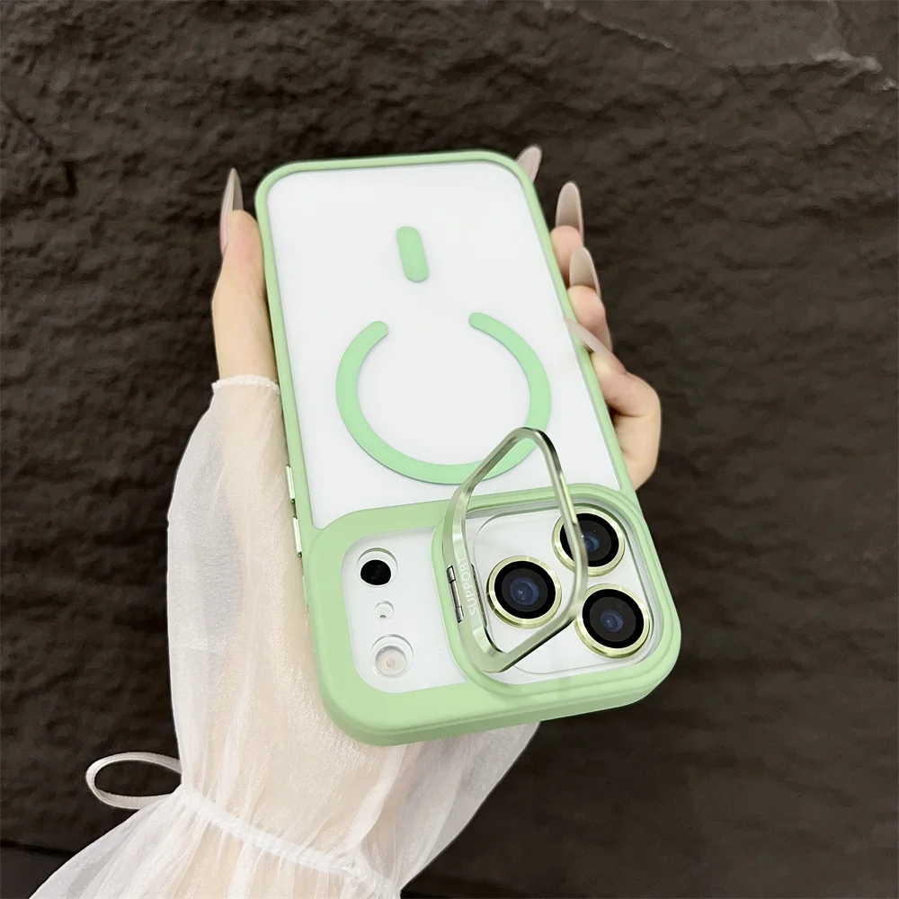 (iphone 14, Verde Claro) Funda Con Soporte Magnético Magsafe Para Iphone, Compatible Con Carga Inalámbrica.
