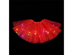 Falda Tutu Led Para Niñas Fiesta Glow Traje Hada Princesa Cumpleaños Boda 2-15años Fhired Rojo