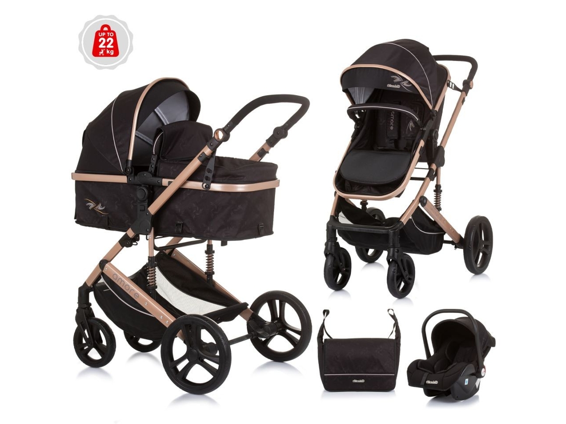 Cochecito 3 en 1 CHIPOLINO Amore Obsidian Gold (95 x 63 x 105 cm - Hasta 13 kg - Grupo 0+)