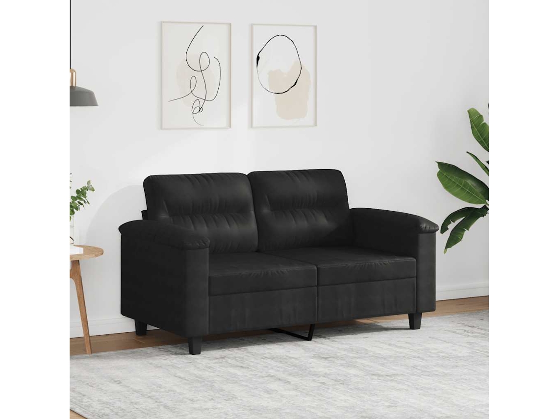 Sofá De 2 Plazas | Sofá De Salón | Sofá De Descanso De Tela De Microfibra Negro 120 Cm