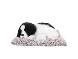 Ats-adorno De Perro Puppy Simulación Juguete De Peluche Modelo Animal Bamboo Carbón Decoración (negro+blanco)