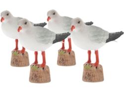 Conjunto De 4 Estatuas De Gaviotas Costeras Náuticas, Figura De Ave.
