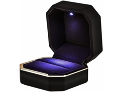 Caja De Lujo Para Anillos, Caja Cuadrada De Terciopelo Para Anillos De Boda Con Luz Led.