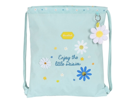 Bolsa de Bolsa Con Margaritas Azules Blackfit8 Azul Claro 35 x 40 x 1 cm