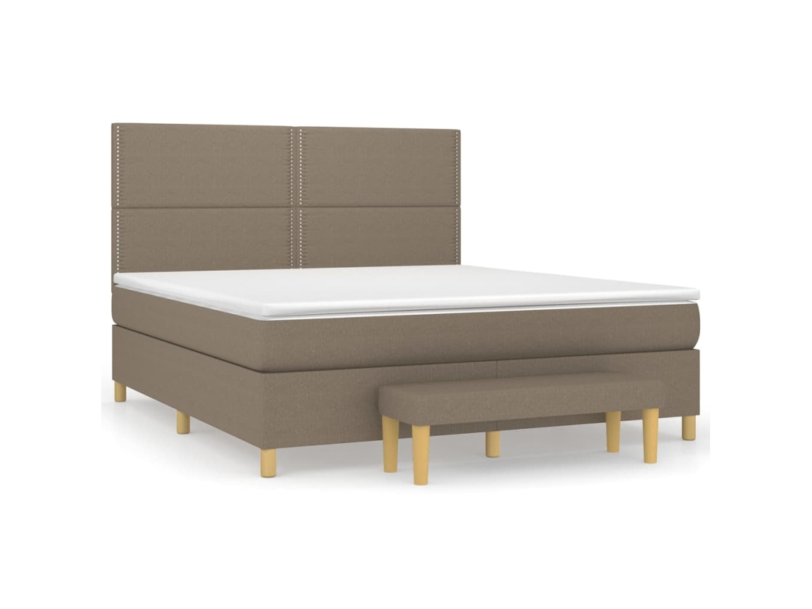 Maison Exclusive - Cama Box Spring Con Colchón Tela Gris Taupe 180x200 Cm