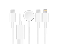 Cabo de Carregamento 3 em 1 Magnético Usb c 1,2 M Halinuia para Apple Watch Carregamento Rápido, Portátil