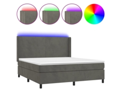 Maison Exclusive - Cama Box Spring Colchón Y Led Terciopelo Gris Oscuro 160x200 Cm