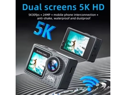 Mini cámara de acción Yoek 5k HD con transmisión Wi-Fi, resistente al agua, ideal para ciclismo al aire libre, pantalla táctil y tarjeta de memoria de 32 GB (Sfushos)