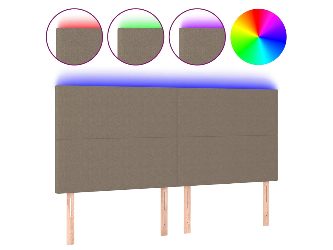 Maison Exclusive - Cabecero Con Luces Led Tela Gris Taupe 160x5x118/128 Cm