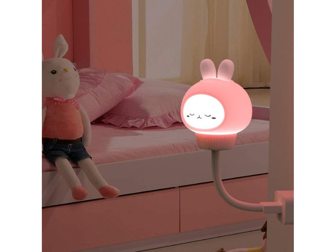 Luz Nocturna Usb Con Forma De Conejo Rosa, De 20 Cm, Con Luz Protectora Para Los Ojos.