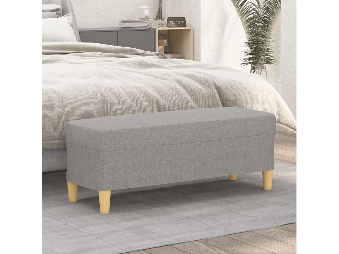 LOVELY HOME Taburete Banco 100X35X41 Cm Tela Gris Claro