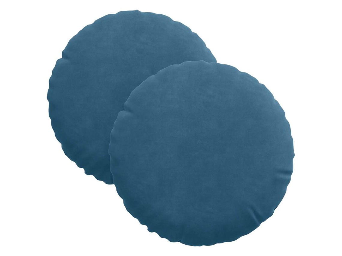 Cojines para asiento, 2 unidades, azul, Ø 40 x 13 cm, terciopelo HARLANV1