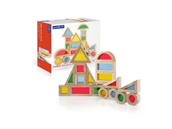 Juego de 20 bloques de madera para montar Guidecraft, con diseño de arcoíris.