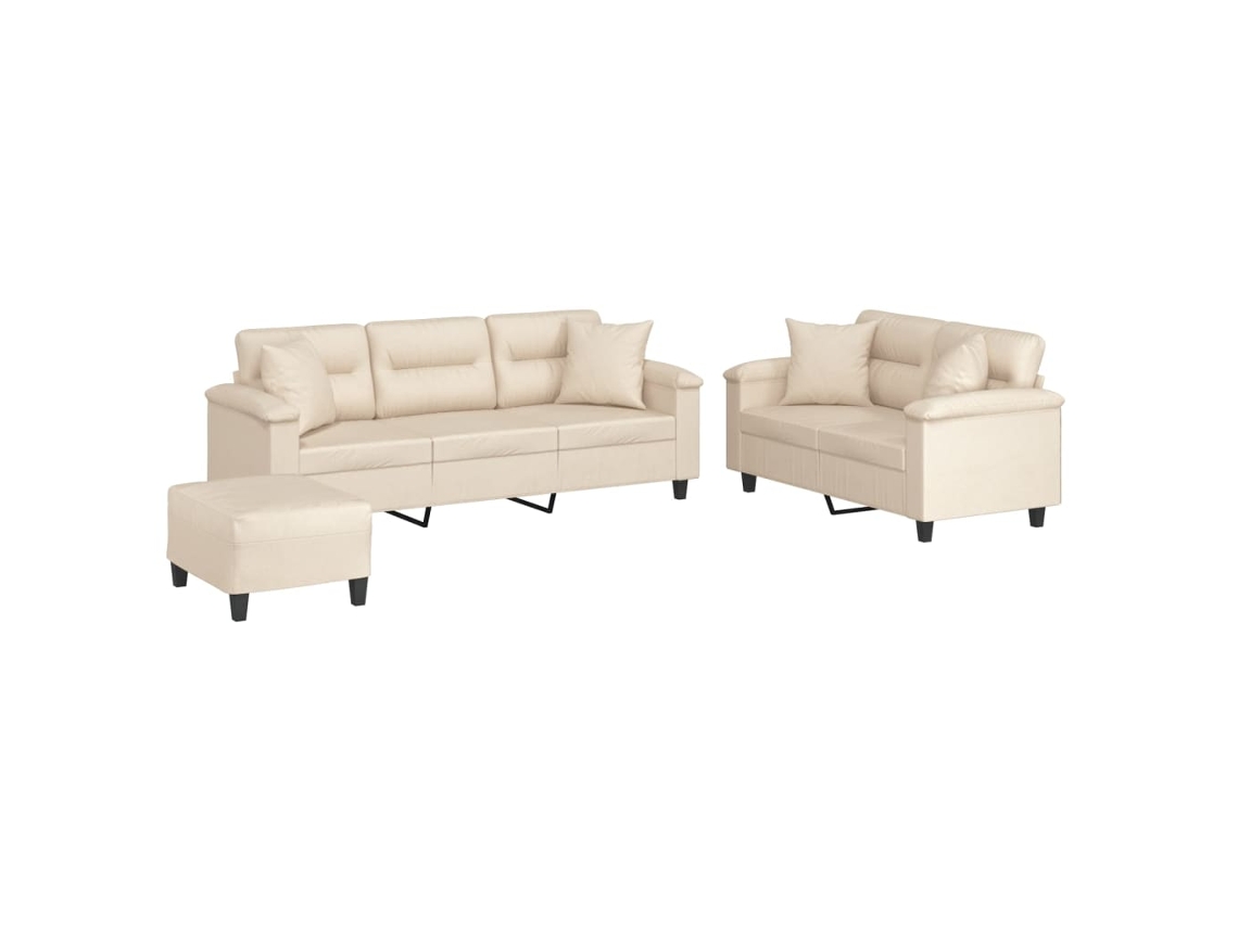 Maison Exclusive - Juego De Sofás Con Cojines 3 Piezas Tela Microfibra Beige