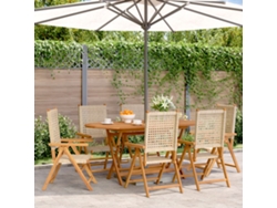 Sillas de jardín reclinables DKD Home Decor de 6 piezas, madera maciza, beige