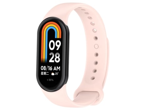 Correa de reloj inteligente para Xiaomi Mi Band 8 Correa de reloj de repuesto con enchufe de silicona de color sólido (rosa)