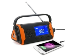 Radio de emergencia Radiodelux con batería externa de 4000 mAh, dinamo y manivela, celda solar, Trippe Panoona