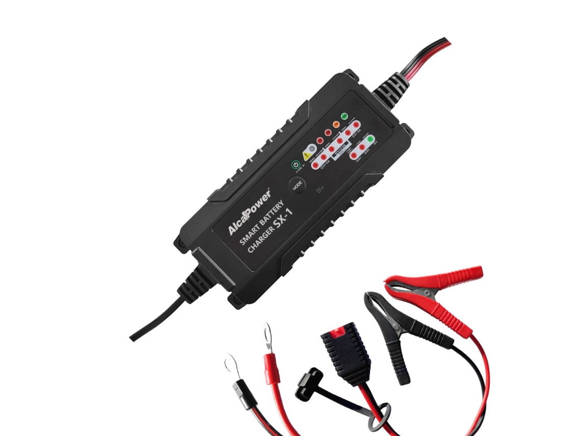 Cargador de batería inteligente 6A (6V/12V) - Compatible con baterías de litio (LiFePO4) y plomo-ácido - Control Bluetooth y 8 modos de carga
