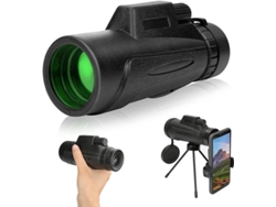 Telescopio monocular 12x50 HD con zoom IP68, soporte para smartphone, trípode, ideal para día y noche, para aves, fauna y caza, color negro.
