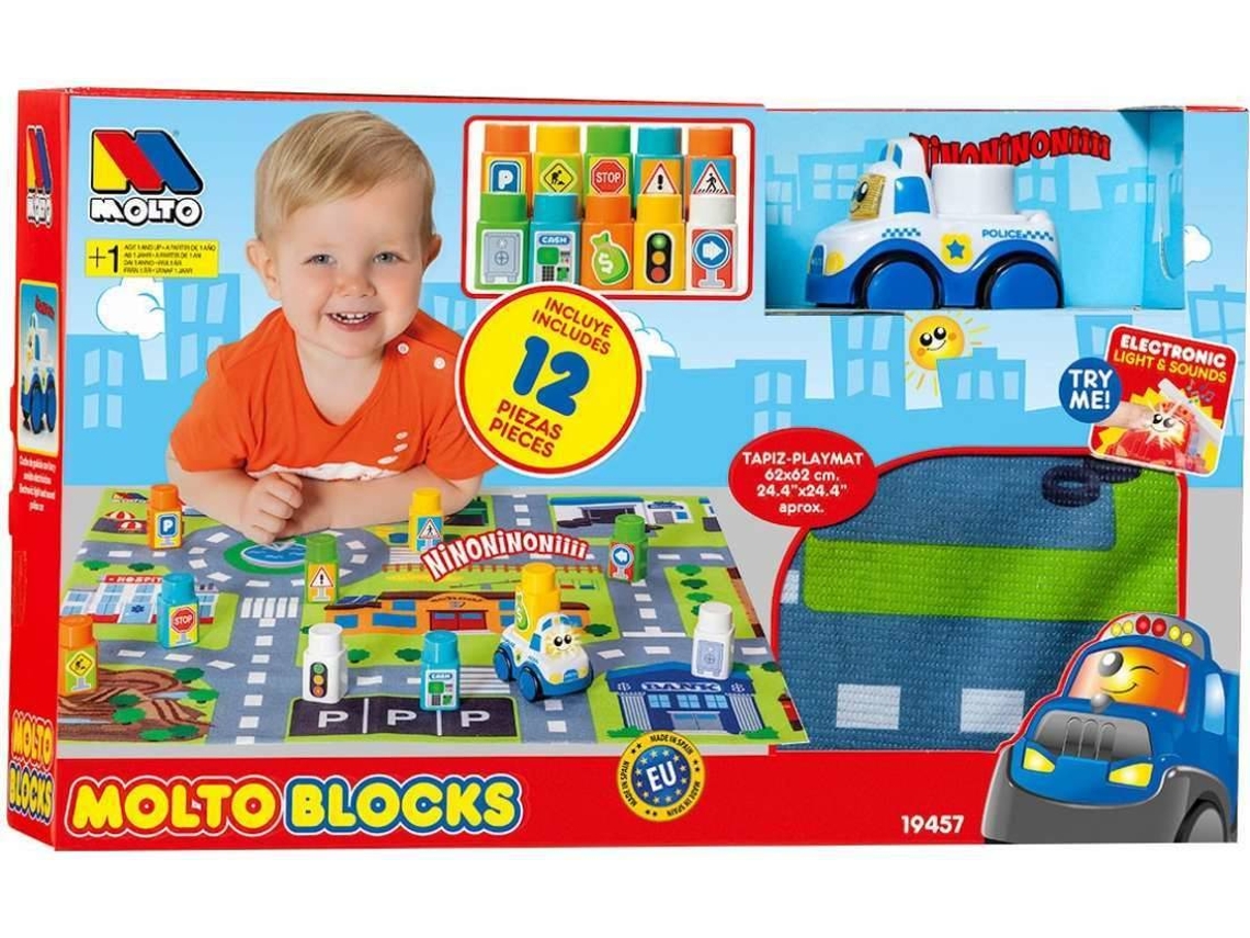 Juego Educativo MOLTO Set Blocos+Tapeto 12 Pcs (Edad Mínima: 1 Año - 40,5 x 7,5 x 24,5 cm)