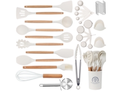 Juego de utensilios de cocina de silicona Siurn de 35 piezas, resistentes al calor, color blanco