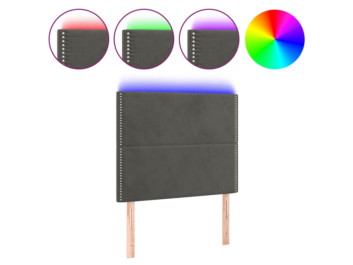 Cabecero de cama de terciopelo gris oscuro con iluminación LED MAISON EXCLUSIVE (90x5x118 cm)