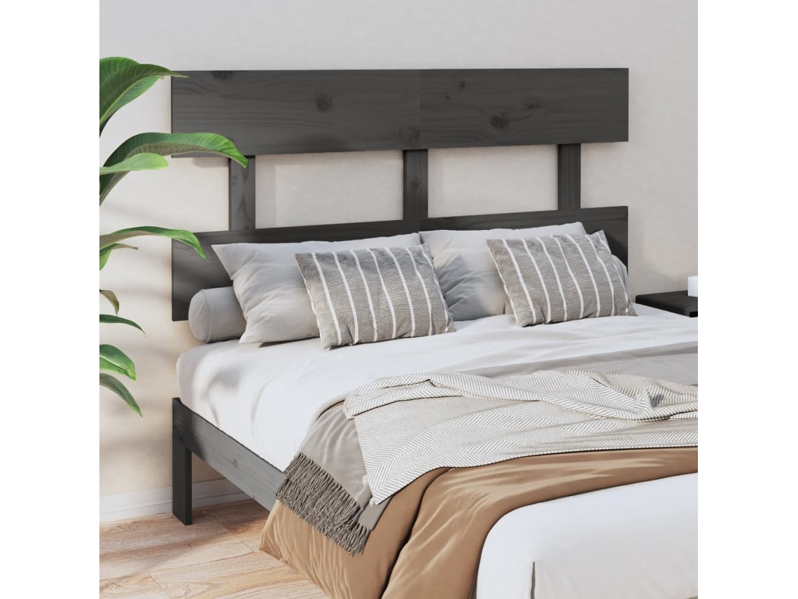 Cabecero De Cama Madera Maciza De Pino Gris 138x3x81 Cm