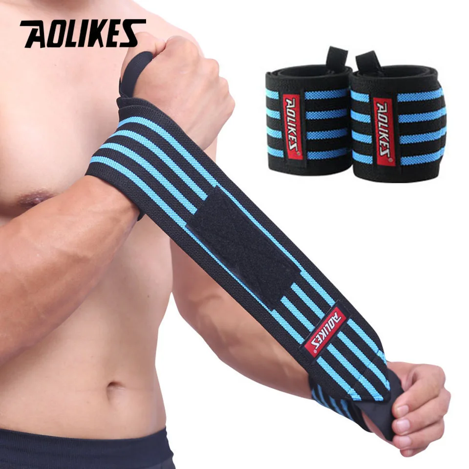 (a, Azul) Muñequera para levantamiento de pesas y entrenamiento físico, equipo de protección deportiva.