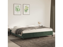 Estructura Cama Sin Colchón Terciopelo Verde Oscuro 200x200 Cm